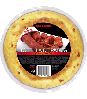 Tortilla de patata con chorizo rojo 500g